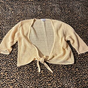 Christopher & Banks Cream Ribbed Knit Shrug